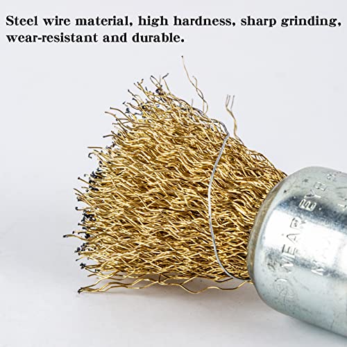 Brass Coated Wire End Brush Set,Wire Brush for Cleaning Rust Stripping Paint Removal Deburring,6mm Shank for Drill (15pack)