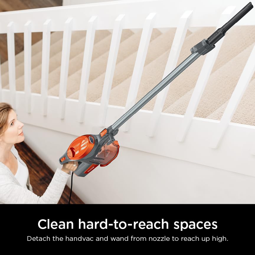 Shark HV302 Rocket Pet Corded Stick Vacuum, Lightweight with Swivel Steering for Carpets & Hard Floors, Converts to Hand Vacuum, Includes Crevice Tool, Pet Multi-Tool & Precision Duster, Orange - style: Rocket Pet