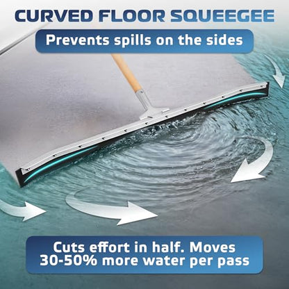 DSV Standard Curved Floor Squeegee 36’’, Rubber Blade Garage Squeegee, Taper Pole Connection - Handle Sold Separately for Tiles, Concrete and Asphalt - size: 36-inch