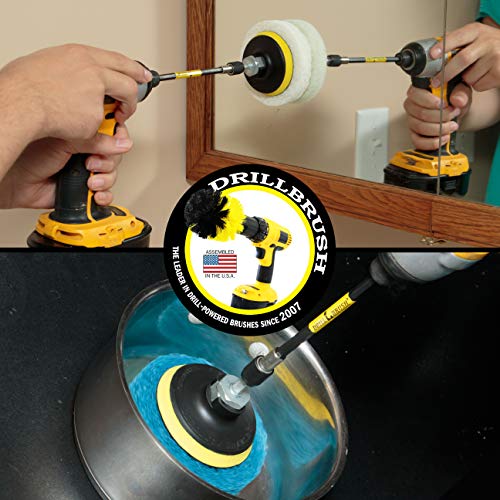 Drill Brush - Drill Attachment - Bathroom - Power Scrubber Pads - Cleaning Pads - Bath - Shower Door - Scouring Pad Kit - Bath Mat - Bathroom Sink - Shower Cleaner - Vinyl Flooring - Scrub Pads - color: 3x White Pads 3x Blue Pads