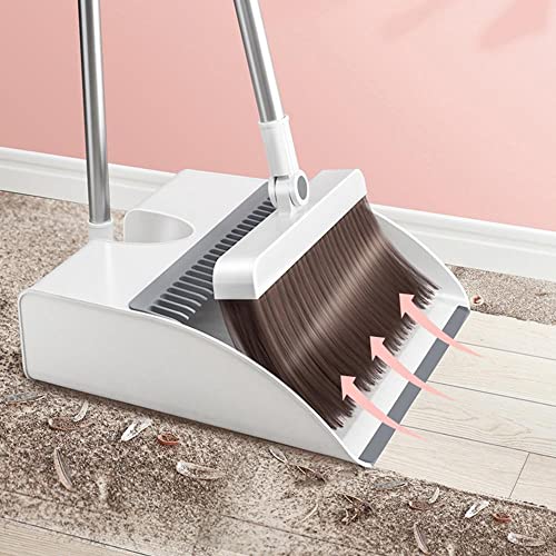 Broom and Dustpan Set, Multi Functional Folding Broom with Dust Pan with Long Handle Combo Set for Office and Home Standing Upright Sweep Use with Lobby Broom