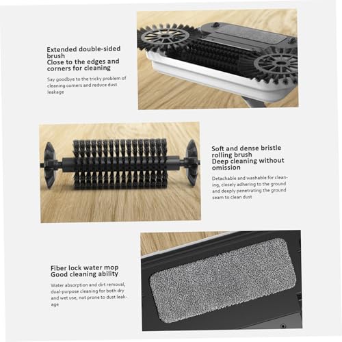 2-in-1 Rotating Carpet Sweeper, 360° Manual Push Sweeper for Floor & Carpet, Long Handle Hanging Vacuum-Free Cleaner for Home & Office