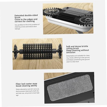 2-in-1 Rotating Carpet Sweeper, 360° Manual Push Sweeper for Floor & Carpet, Long Handle Hanging Vacuum-Free Cleaner for Home & Office