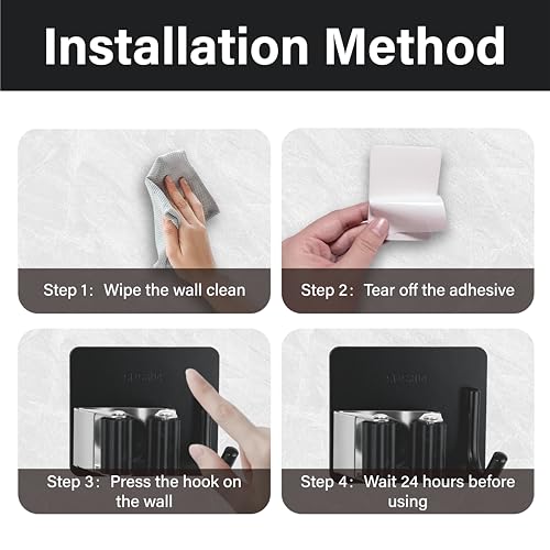 5 Pack Mop and Broom Holder Wall Mount, Stainless Steel Mop and Broom Hanger with Hooks, Mop Broom Organizer for Closet Laundry Garage Garden Tool Organizer (Black) - color: Black