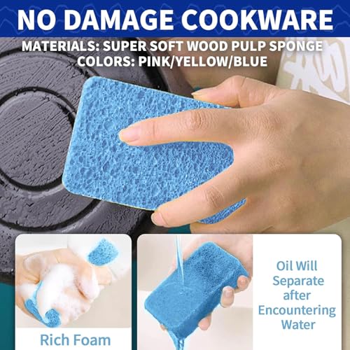 CELOX 24 Pack Cellulose Sponge Bulk for Cleaning Kitchen, Natural Wood Pulp Sponges - color: Blue & Yellow, size: Regular Pack