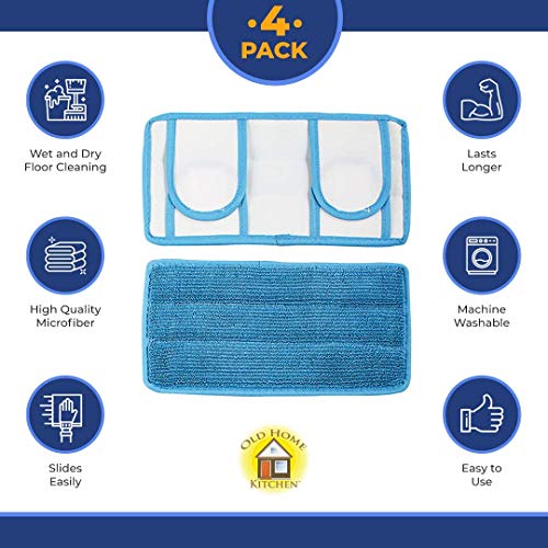 Microfiber Reusable Mop Pad | Durable Machine Washable Floor Cleaning Pads | Swiffer Compatible Dry Mop Pads (4 Pack) - size: 4 Count (Pack of 1)