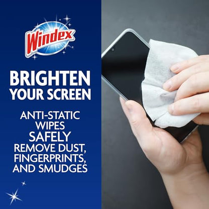 Windex Electronic Cleaning Wipes, Pre-Moistened Screen Wipes for TVs, Phones, and Other Electronics, Resealable for a Freshness Lock, 25 Count - size: 25 Count (Pack of 1)