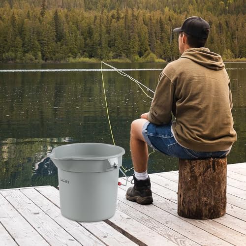 Begale 4-Pack 3.5 Gallon Plastic Round Car Wash Bucket with Handle, Gray | 14 Quart Commercial Cleaning Pail, Pour Spout, Quart Measurement Marks, Comfort Handle, Perfect For Commercial Cleaning Tasks