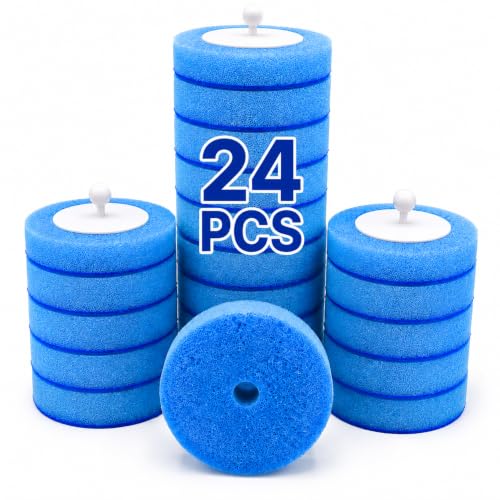 CiLoN 24 Pack Auto-Open Lid Disposable Toilet Bowl Brush & Holder Refills | Wall-Mounted Disposable Toilet Cleaning Set For Touch-Free Space-Saving Hygienic Modern Bathrooms (Ocean Breeze + 24 Sponge) - size: Ocean Breeze - 24 Refills