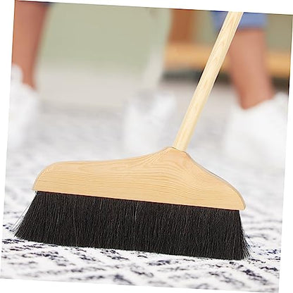 Horsehair Broom with Long Handle Soft Pine Bristles for Indoor Hardwood Floor Tile Cleaning Sweeping Tool 37.00In