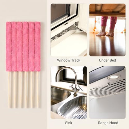 12Pcs Microfiber Detail Duster Sticks, Fan Blade Cleaner Crevice Cleaning Tool Mini Duster Crevice Cleaning Brush for Car Air Vents, Blinds, Fans, Windows, Small Spaces, Gap Dust Cleaner