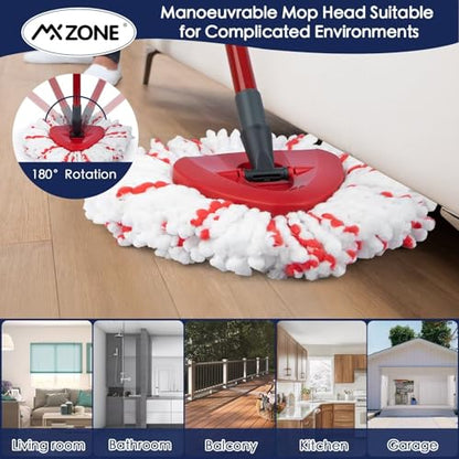 Spin Mop Replacement Heads Compatible with O-Cedar EasyWring 1-Tank System - Microfiber Mop Head Refills for Deep Floor Cleaning, Scrub Pad for Tile Hardwood Kitchen, 2 Pack - size: 2pcs 1-Tank Mop Red