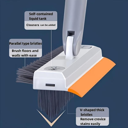 3-in-1 Bathroom Cleaning Brush with Wiper - Long Handle 180° Rotate Toilet Brush, Tiles Cleaning, Floor Scrub for Kitchen and Bathroom Accessories (Orange 3 in 1)