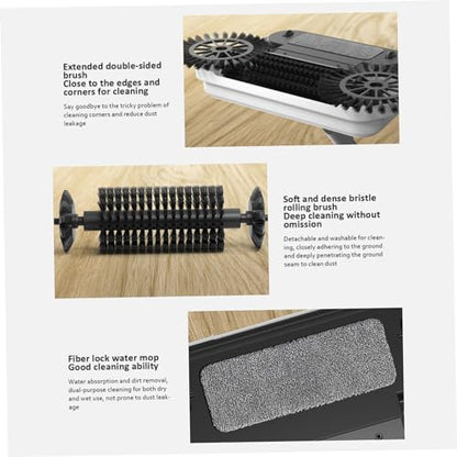 Floor Sweeper, 2-in-1 360° Rotating Hand Push Sweeper, High Efficient Carpet with Long Handle, Hanging Manual Vacuum for Home Office Carpet Manual Push