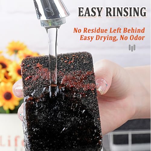 Taeku Natural Kitchen Sponge, 6 Pack Heavy Duty Scrub Cellulose Sponge Premium Multifunction Eco Friendly Cleaning Sponges for Dishes (Dark) - color: Dark