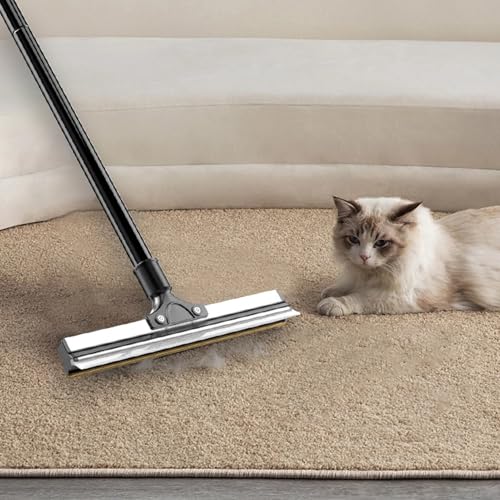 Yoidesu Carpet Rake for Pet Hair Removal, Washable Reusable Pet Hair Remover with Adjustable Long Handle, Cat Dog Carpet Rake Scraper with Ultra Thin Metal Teeth