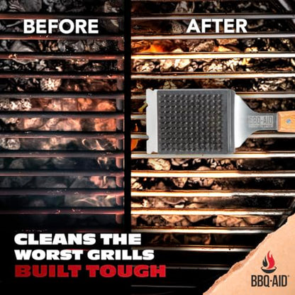 BBQ-AID 2-Pack Wire Grill Brush Replacement Heads, Grill Cleaning Bristle Brush - Screwdriver Included, for 2024 Model Grill Brush and Scraper. No Scratch Cleaning for Any Grill: Char Broil & Ceramic - color: Grill Brush Replacement Head