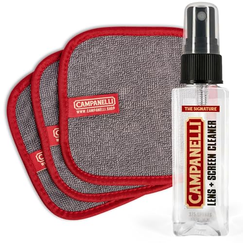 CAMPANELLI Lens + Screen Cleaner Spray + (3x) Loopy Towel Kit - Streak-Free Cleaner for Glasses, Phone, Tablet, Laptop, TV & Monitor Screens - Safe for OLED, LCD & Coated Lenses - color: Cleaner Spray + 3 Towel Kit