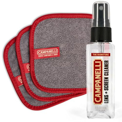CAMPANELLI Lens + Screen Cleaner Spray + (3x) Loopy Towel Kit - Streak-Free Cleaner for Glasses, Phone, Tablet, Laptop, TV & Monitor Screens - Safe for OLED, LCD & Coated Lenses - color: Cleaner Spray + 3 Towel Kit