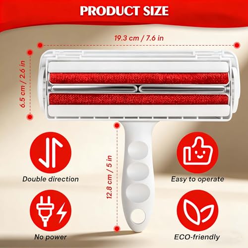 Reusable Pet Hair Remover Roller – Heavy Duty Manual Lint Roller for Dog & Cat Hair – Furniture, Couch, Carpet, Rugs & Car Seats – Durable ABS, Portable & Eco-Friendly