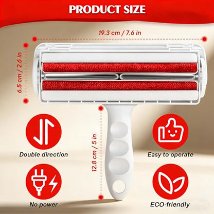 Reusable Pet Hair Remover Roller – Heavy Duty Manual Lint Roller for Dog & Cat Hair – Furniture, Couch, Carpet, Rugs & Car Seats – Durable ABS, Portable & Eco-Friendly