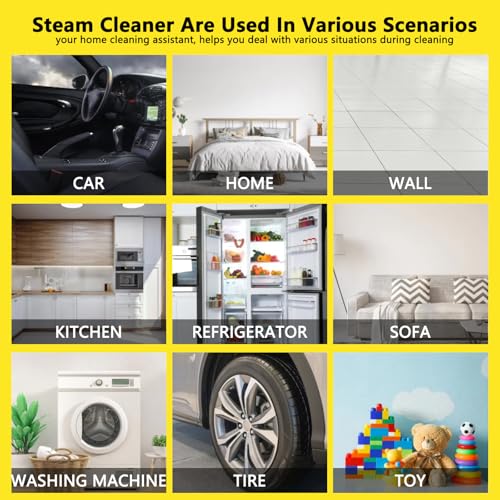 2026 New 3 Level Adjustable Pressurized Handheld Steam Cleaner for Home, 10s Heat-Up Handheld Steamer for Cleaning, 1.6 Qt Tank Portable Steam Cleaner Handheld for Car 1 PCS Yellow