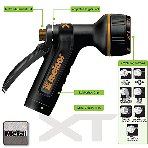 Melnor 995037 Rear Trigger 7 Watering Patterns XT Metal Garden Hose Nozzle, Basic - style: 7-Pattern