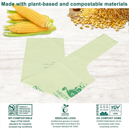 HECTOLIFE 1.6 Gallon 300 Count,Compostable Bags Handle Tie,Tear Resistant Kitchen Food Scrap Waste Bag, ASTM D6400, US BPI and Europe OK Compost Home Certified - style: 1.6gallon (300count)
