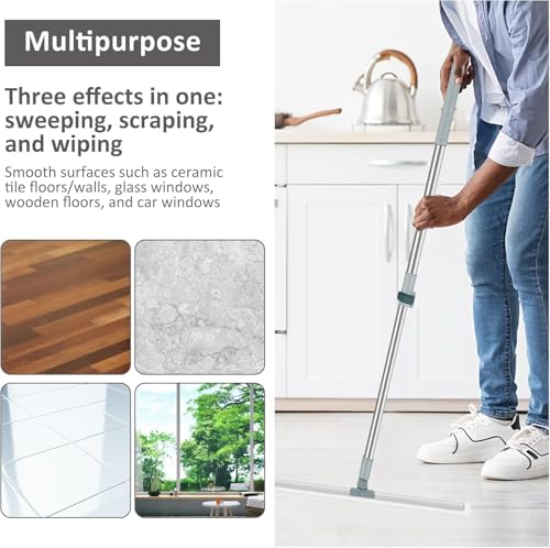 Retractable Silicone Floor Scraper Bathroom Wiper,Retractable Silicone Floor Scraper Bathroom Wiper 35cmsiliconegroundscrape,Floor Wiper 52cmsiliconescrape,Pet Hair Cleaning Silicone Broom (14in) - color: 14in