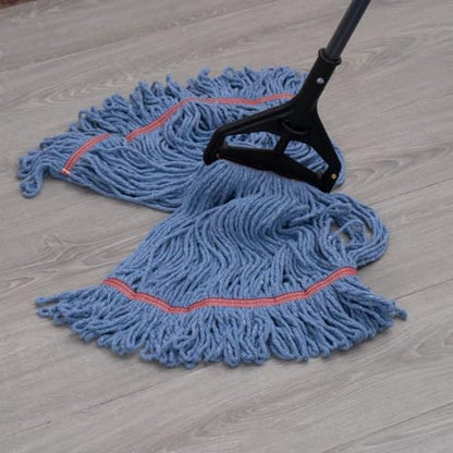 Matthew Residential&Commercial Mop 2 Set&2 Replacement Heavy Duty Industrial Mops w/Adjustable Side-Gate Handle(Quick-Change Gripper) Looped-End String Wet Cotton Mop for Home,Office,Warehouse