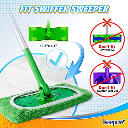KEEPOW Reusable Mop Pads Compatible with Swiffer Sweeper Mop, Dry Sweeping Cloths for Swiffer Pads, 8 Pack Washable Microfiber Wet Mopping Cloth Refills for Surface/Hardwood Floor Cleaning - color: 8 Pack Green