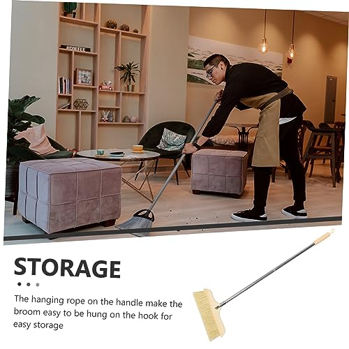 Luxshiny Metal Handle Wooden Broom Bristle Brush Soft Bristles for Household Floor Cleaning