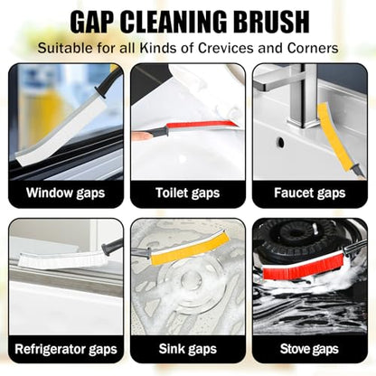 3 PCS Cleaning Gap Brush Set Narrow Crevice Scrub Brush with Stiff Bristles Handle Detail Cleaning Brushes for Home,White,Yellow,Red - color: White,yellow,red