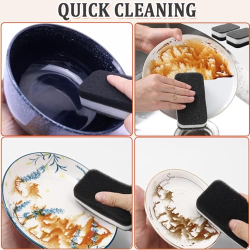 Taeku Natural Kitchen Sponge, 6 Pack Heavy Duty Scrub Cellulose Sponge Premium Multifunction Eco Friendly Cleaning Sponges for Dishes (Black) - color: Black