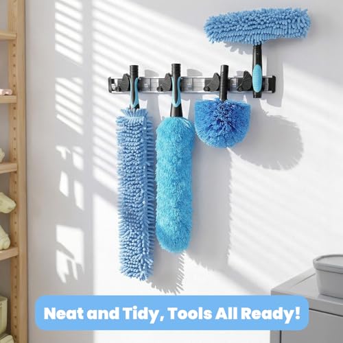 20ft High Reach Extendable Duster Kit with 5-12ft Extension Pole - Ceiling Fan Blade Cleaner, Spider Web Brush Cobweb Remover, Window Squeegee Kit with Telescoping Wand, Extended Extra Long Handle - size: 12FT POLE (Reach 20FT High)