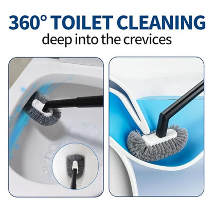 Toilet Bowl Brush and Holder Set, Premium Quality, Wall-Mounted Toilet Scrubber,Solid Handle and Durable Bristles for Bathroom Cleaning,Black(2 Replacement Brush Heads in 1 Pack)