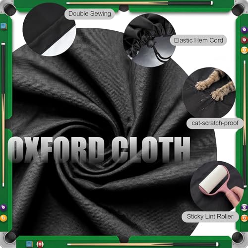 Outus 8 ft Billiard Pool Table Cover Waterproof Oxford Cloth Table Cover with Sticky Lint Roller Rain Dust Sun Protection Furniture Guard for Game Room Snooker Patio Outdoor Indoor Use