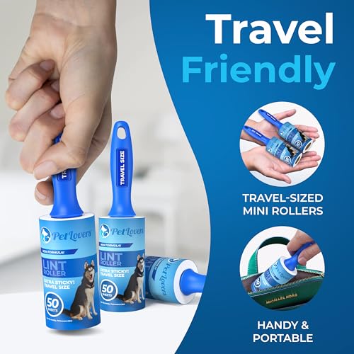 PetLovers Lint Rollers for Pet Hair Extra Sticky - Lint Remover for Clothes (2 Pack Travel Size) - size: 2 Pack Travel Size