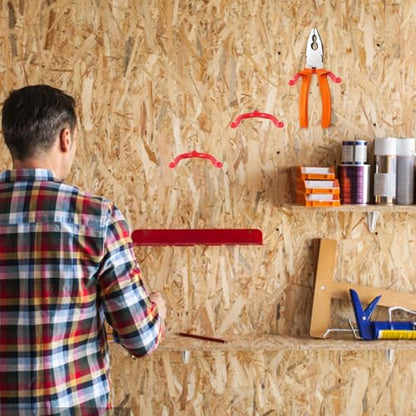 Ciieeo 16pcs Red Vinyl-Coated Steel Y-Shape Utility Hooks Screw-in Mop and Garage Tool Holders Wall Mount Garage Storage Accessories for Home Organization
