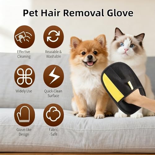 Purepath Hair Removal Glove, Electrostatic Pet Hair Removal Glove for Dogs & Cats Cat Hair Pure Path Remover Furniture Glove for Pet, Pet Hair Gloves for Clothing, Bed, Couch, Carpet, Car Seat - color: Black