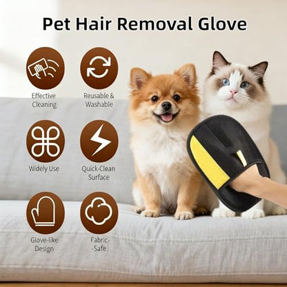 Purepath Hair Removal Glove, Electrostatic Pet Hair Removal Glove for Dogs & Cats Cat Hair Pure Path Remover Furniture Glove for Pet, Pet Hair Gloves for Clothing, Bed, Couch, Carpet, Car Seat - color: Black