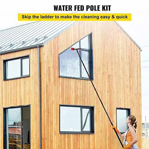 Water Fed Pole Kit, Water Fed Brush W/Squeegee, 270° Azimuth Adjustment for Cleaning,Water Fed Cleaning System, 3-in-1 Aluminum Outdoor Window,6.0 M/19.7 Ft - size: 6.0 M/19.7 Ft