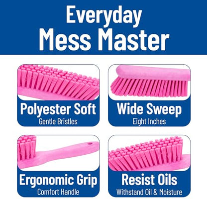 SPARTA 8 Inch Soft Counter Brush with Polyester Bristles and 5 Inch Handle, Color Coded Handheld Broom for Tables Countertops and Foodservice Surfaces, 13 Inch Overall Length, Pink, Pack of 6 - color: Pink
