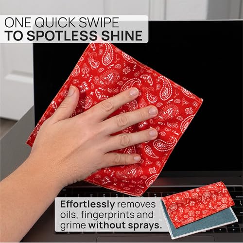 Microfiber Wholesale Quick Cloth Glasses Cleaning Cloths–8x8 Paisley Red 1-Pack with Case | Double-Sided Lens Cleaner for Eyeglasses, Camera, Screens Glass | Reusable Microfiber Glass Polishing Cloths - color: Red Paisley, size: 8"x8"