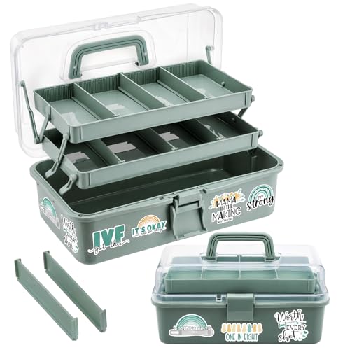 Mifoci Haze Green IVF Medication Organizer Gift Caddy 3-Layer Plastic Dividing Storage Box with Adjustable Spacers IVF Meds Must Haves Organize Supplies Womens Home Utility Box - color: Haze Green