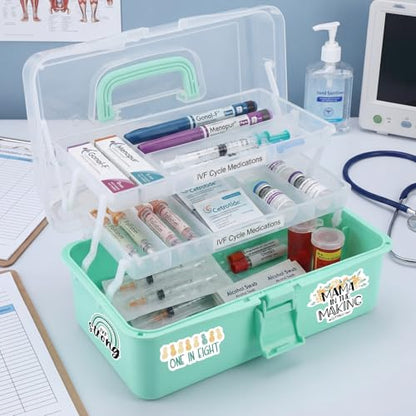 Mifoci Green Ivf Medication Organizer Gift Caddy 3-layer Plastic Dividing Storage Box with Spacers Ivf Meds Must Haves Organize Supplies Womens Home Utility Box - color: Green