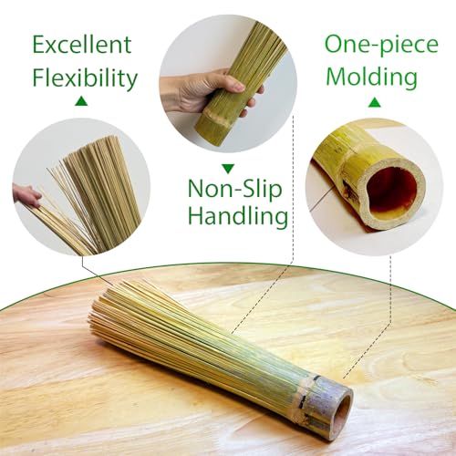 2-Pack Natural Bamboo Cleaning Brush Set Heavy Duty Wok Scrubber for Cast Iron Pans, BBQ Grills & Pots Stubborn Stain Remover, Kitchen Scrub Brush