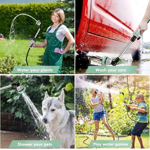 RESTMO Metal Watering Wand, Heavy Duty Garden Hose Wand with 180° Swivel Ratcheting Head, 16'' Hose Nozzle Sprayer with 7 Spray Patterns and Flow Control, for Water Hanging Baskets and Shrubs, Cyan - color: Cyan