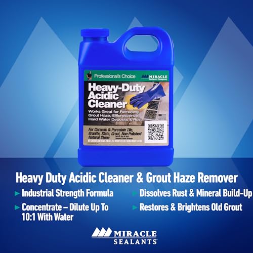 Miracle Sealants Heavy-Duty Acidic Cleaner for Tile & Stone, Grout Haze, Rust Stain & Efflorescence Remover, Quart, 6 Pack - size: Quart (Pack of 6)
