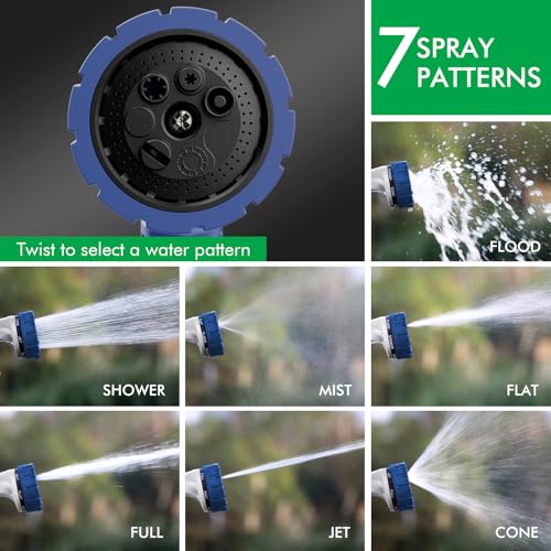 RESTMO Heavy Duty Hose Nozzle, Metal Garden Water Hose Sprayer with 7 Watering Patterns, Thumb Control, On Off Valve, High Pressure Nozzle Sprayer for Watering Plants, Car and Pet Washing, Blue - color: Blue
